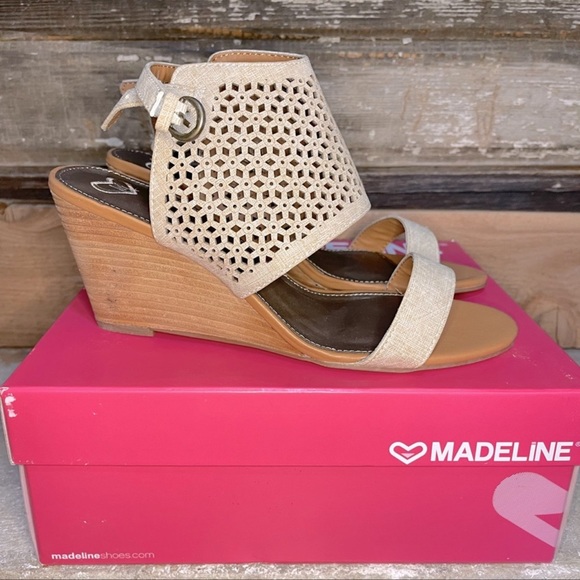 NEW Madeline Bohemian Wedge Tan Sandal Size 8.5 - Picture 4 of 9
